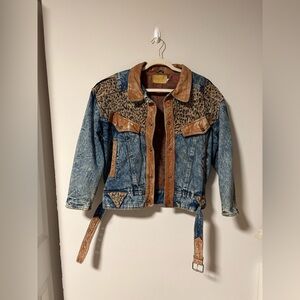 Vintage Havoc Leopard Leather Jean Jacket Small